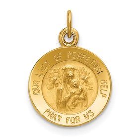 77060 14K YELLOW GOLD SOLID OUR LADY OF PERPETUAL HELP MEDAL 12.5MM