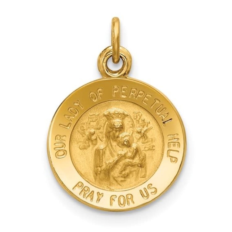 77060 14K YELLOW GOLD SOLID OUR LADY OF PERPETUAL HELP MEDAL 12.5MM