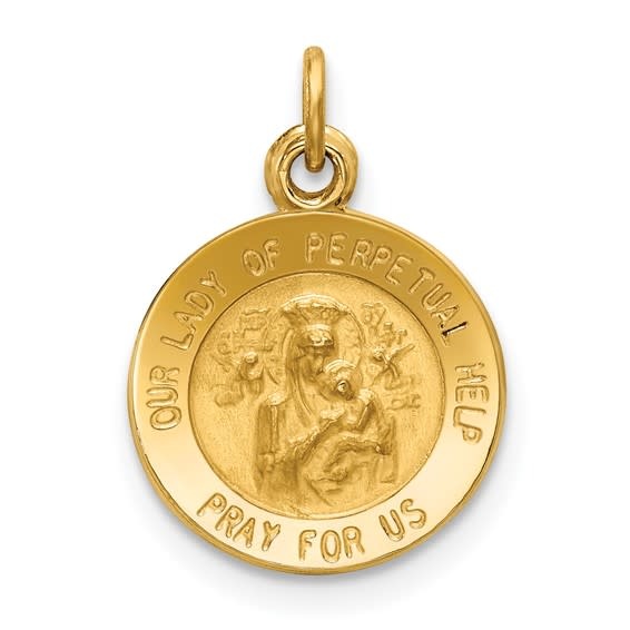 77060 14K YELLOW GOLD SOLID OUR LADY OF PERPETUAL HELP MEDAL