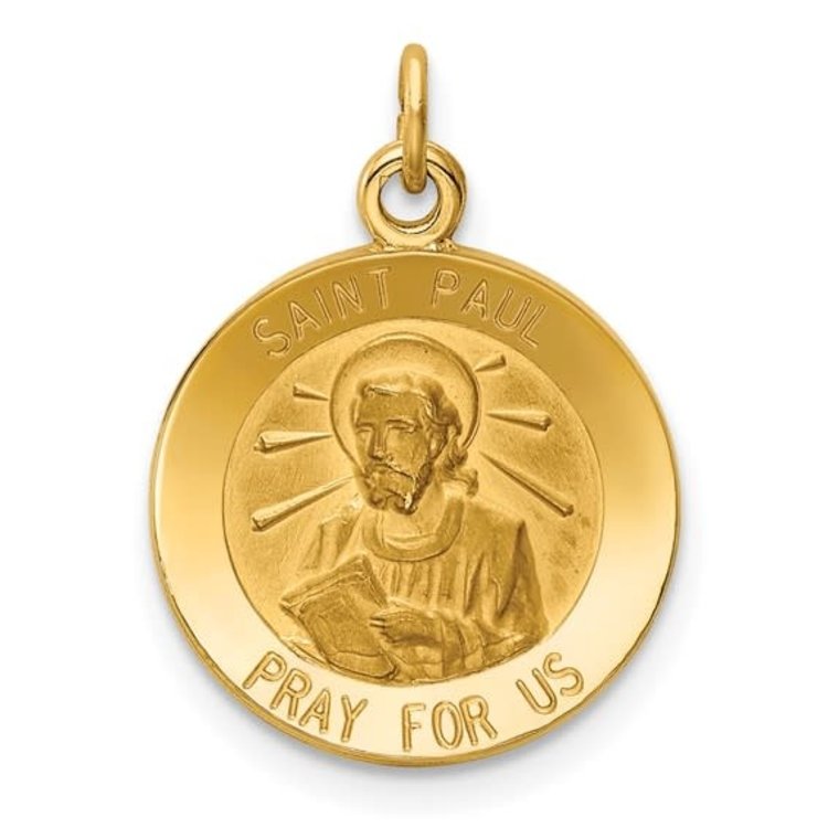 77083 14K YELLOW GOLD SAINT PAUL MEDAL SOLID 15MM