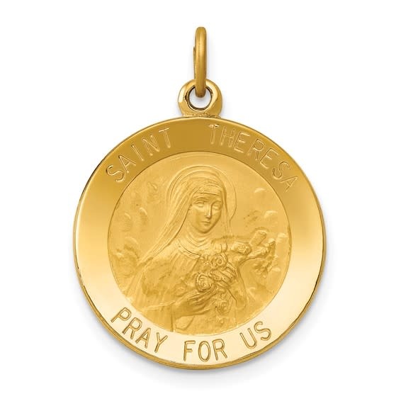 77116 14K YELLOW GOLD SAINT THERESA MEDAL