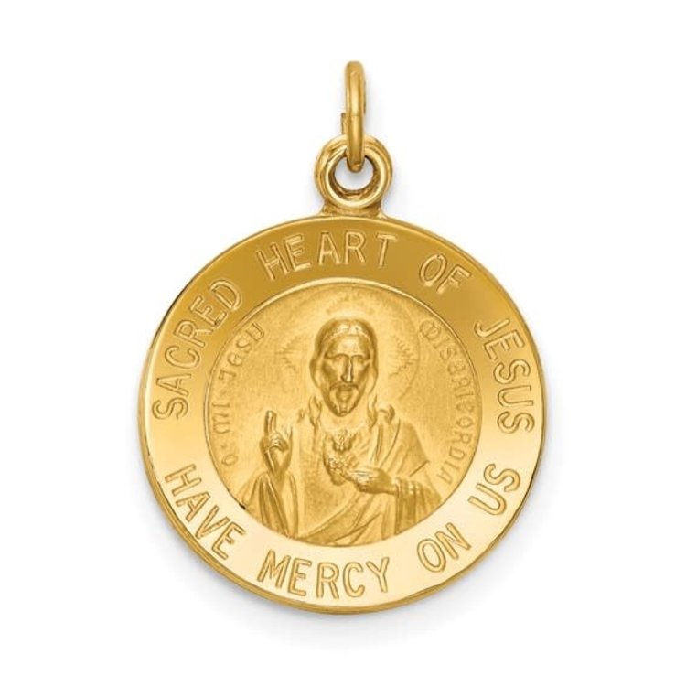 77656 14K YELLOW GOLD SACRED HEART SMALL MEDAL