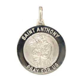 77114 14K WHITE GOLD SAINT ANTHONY PRAY FOR US NICKEL SIZE
