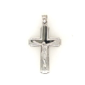 77644 14K WHITE GOLD HIGH POLISH 2 PIECE STYLE CRUCIFIX