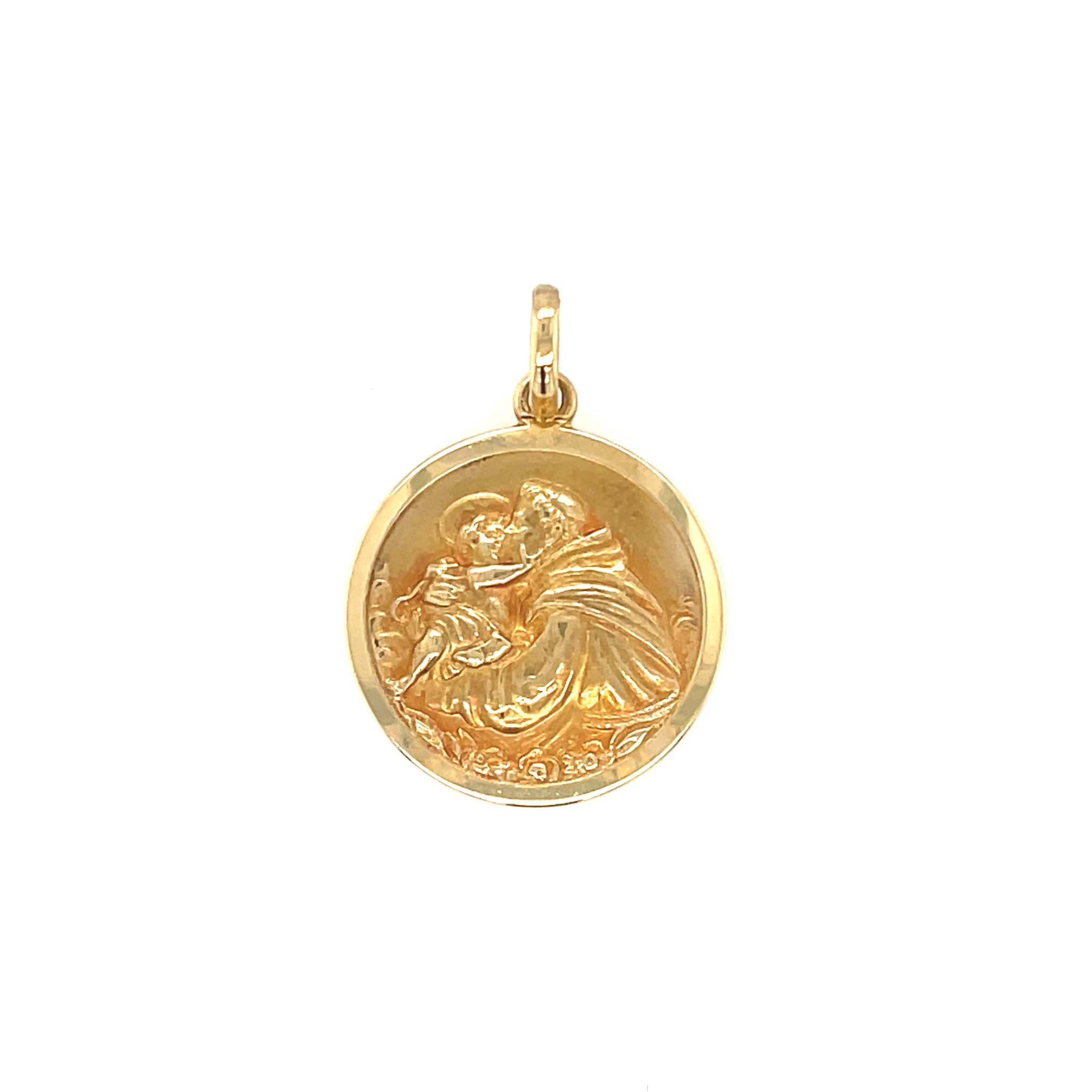 77826 14K YELLOW GOLD SOLID SAINT ANTHONY MEDAL 19MM