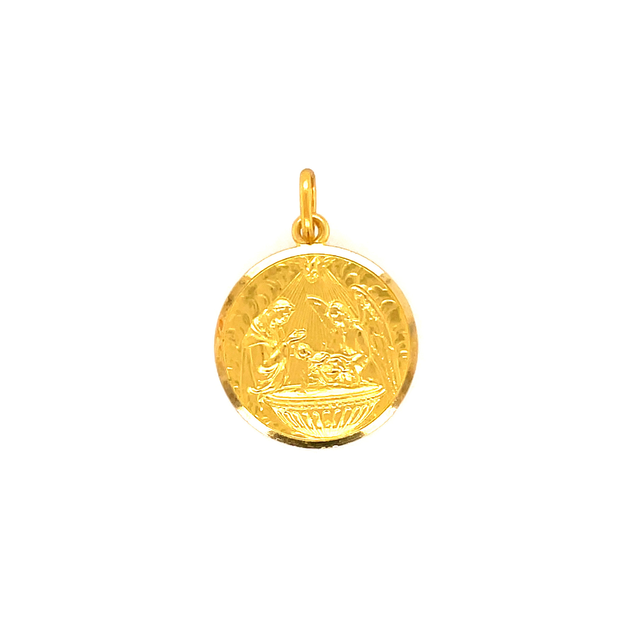 77850 14K YELLOW GOLD RICORDO DEL BATTESIMO MEDAL 22MM