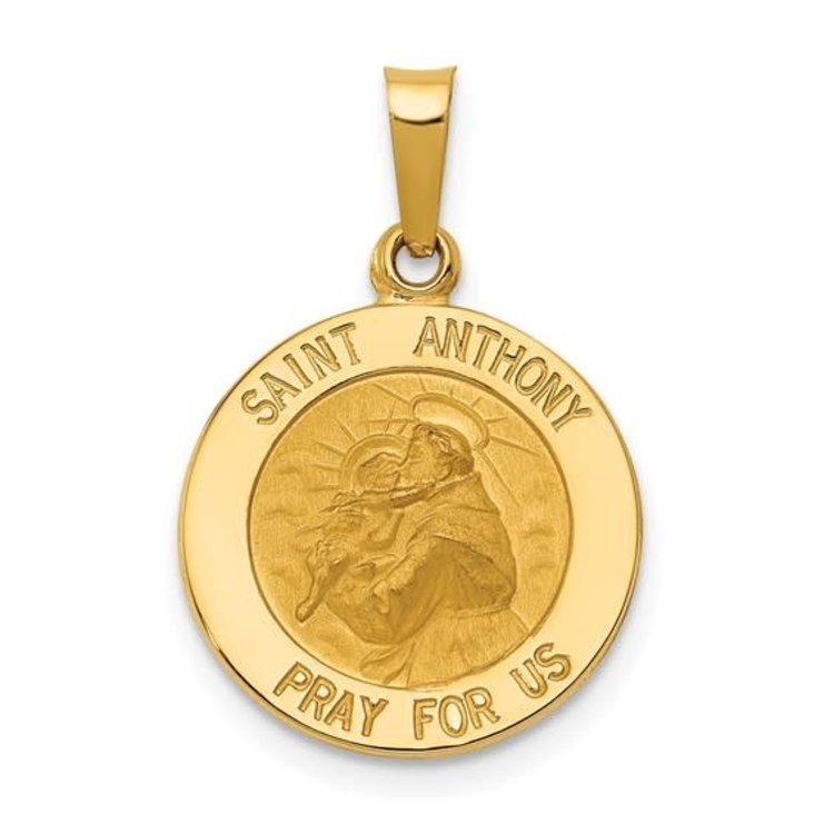 77588 14K YELLOW GOLD SAINT ANTHONY SOLID MEDAL
