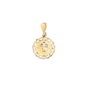 78030 14K YELLOW GOLD CUTOUT DIAMOND CUT CONFIRMATION MEDAL