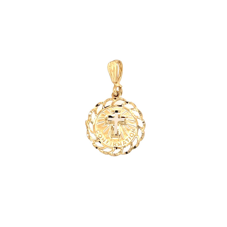78030 14K YELLOW GOLD CUTOUT DIAMOND CUT CONFIRMATION MEDAL