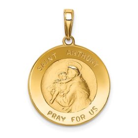 70806 14K YELLOW GOLD SAINT ANTHONY SOLID MEDAL