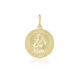 77587 14K YELLOW GOLD SAINT ANTHONY LARGE ROUND MEDAL