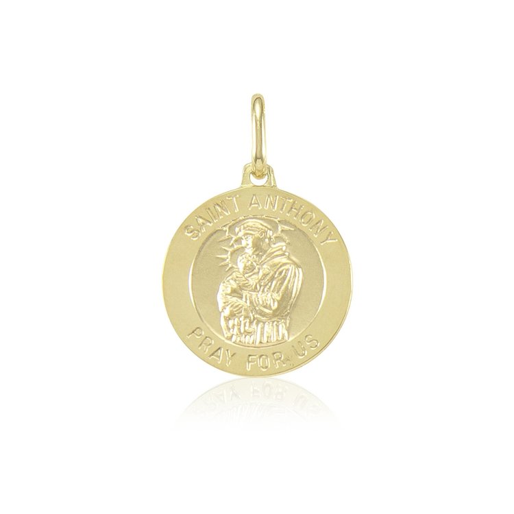 77587 14K YELLOW GOLD SAINT ANTHONY LARGE ROUND MEDAL