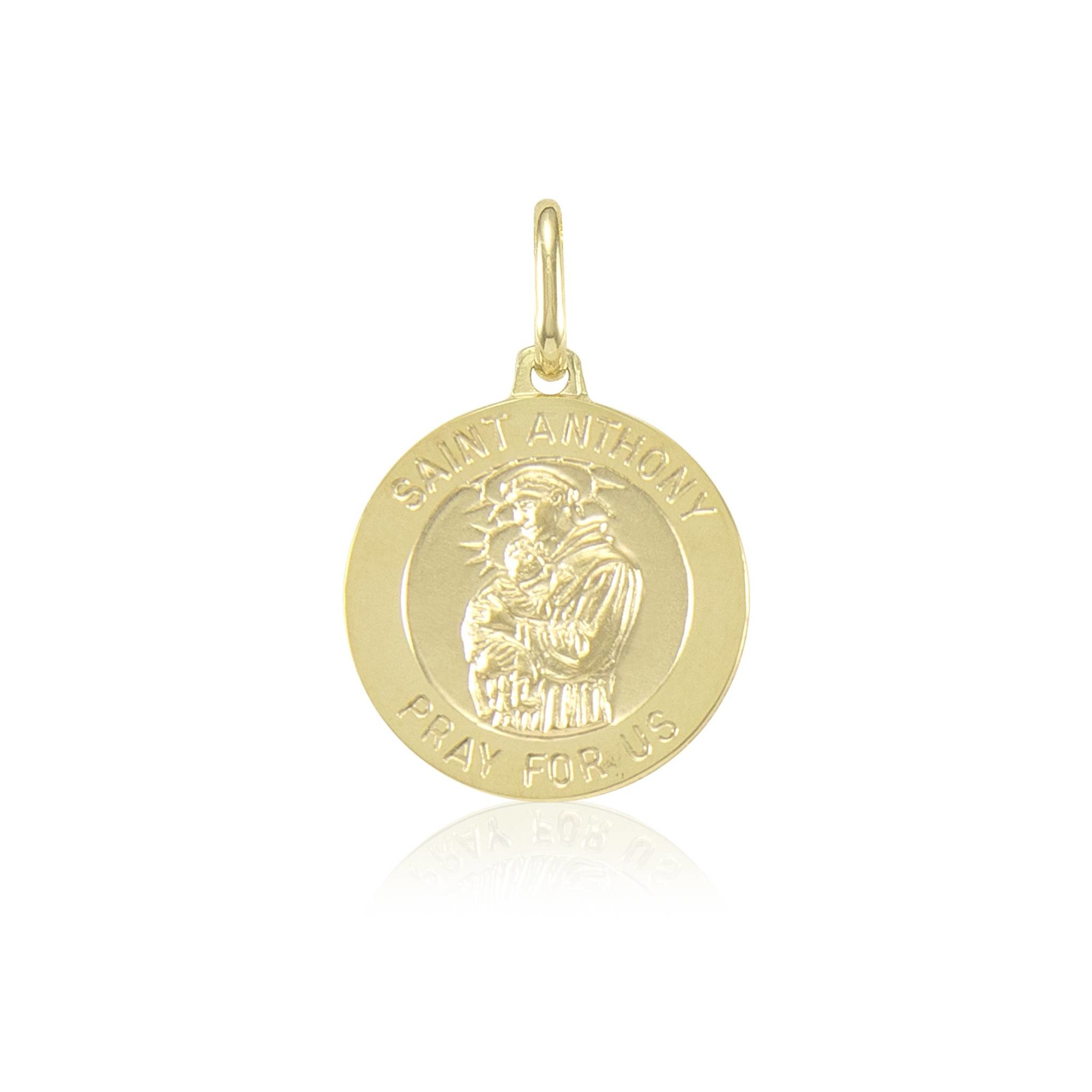 77587 14K YELLOW GOLD SAINT ANTHONY LARGE ROUND MEDAL