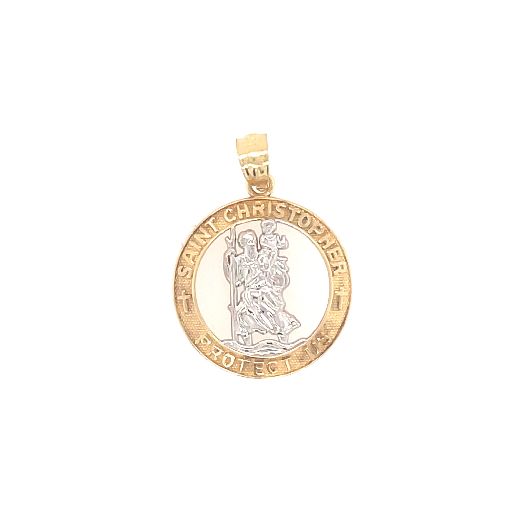 77825 14K 2 TONE CUT OUT SAINT CHRISTOPHER MEDAL