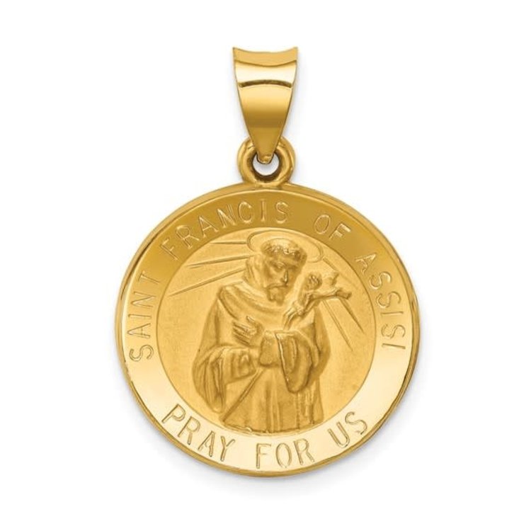 77677 14K YELLOW GOLD SAINT FRANCIS HOLLOW MEDAL