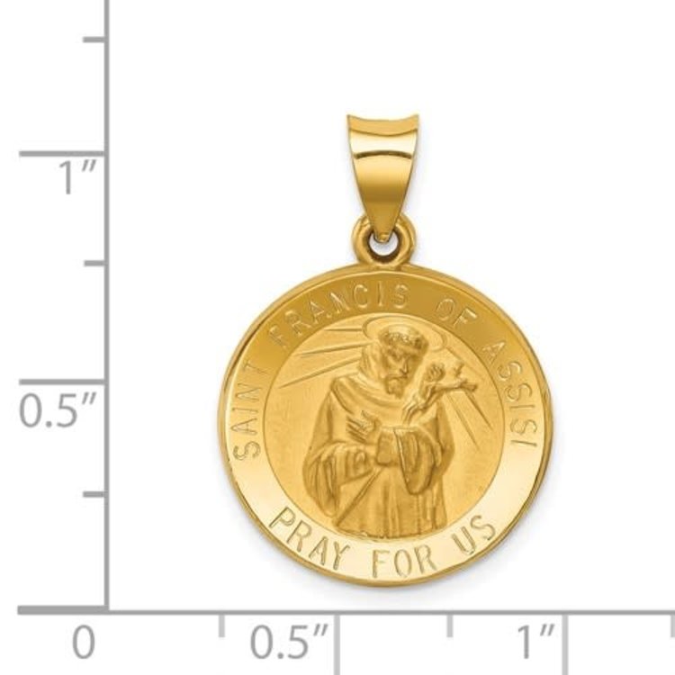 77677 14K YELLOW GOLD SAINT FRANCIS HOLLOW MEDAL
