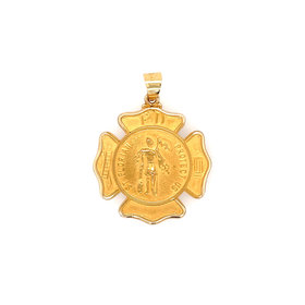 77090 14K YELLOW GOLD SAINT FLORIAN FIRE FIGHTERS BADGE MEDAL