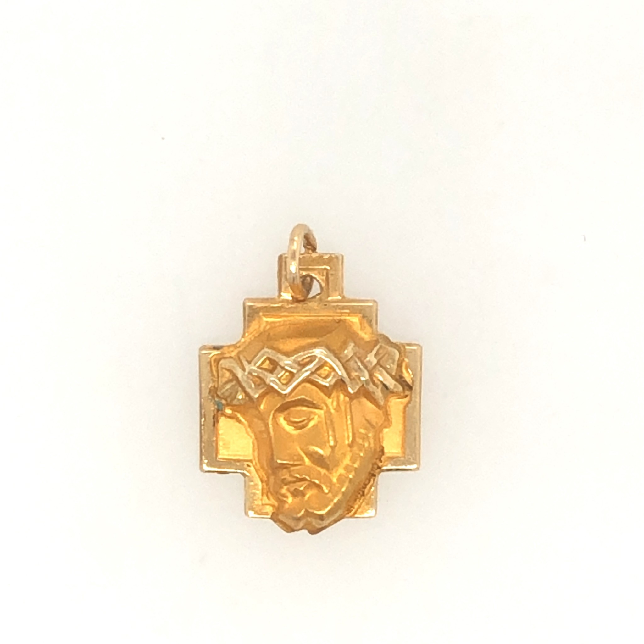 77857 14K YELLOW GOLD 0.5" CHRIST HEAD CROSS