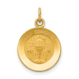 77117 14K YELLOW GOLD  HOLY COMMUNION SMALL MEDAL 11MM