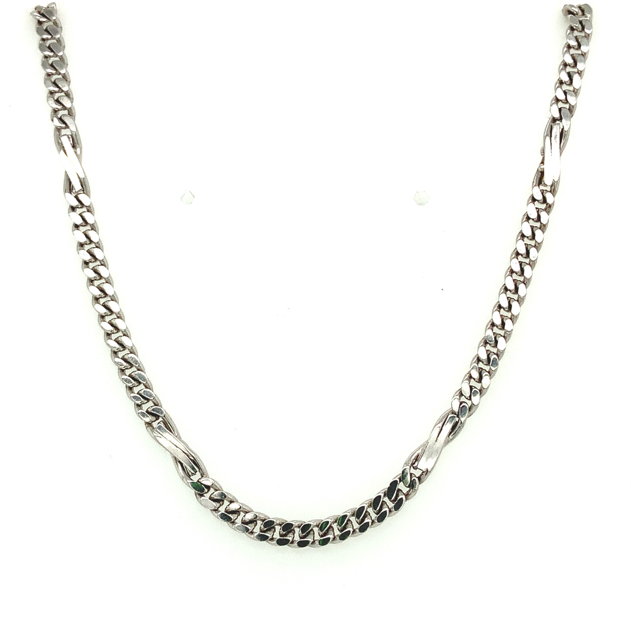 50083 14K WHITE GOLD 24" FANCY CURB LINK CHAIN