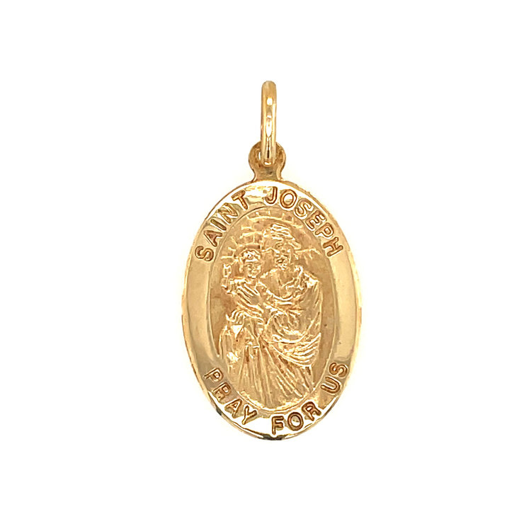 70825 14K YELLOW GOLD OVAL SAINT JOSEPH MEDAL SOLID