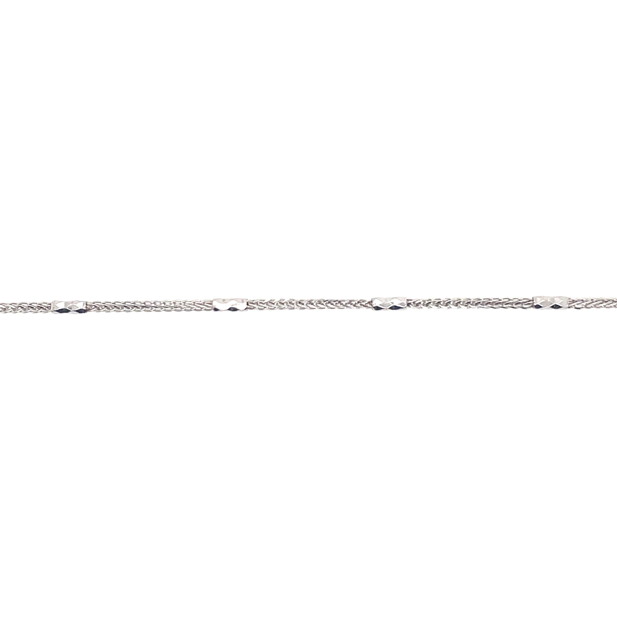 50844 14K WHITE GOLD 16" WHEAT AND BAR LINK CHAIN