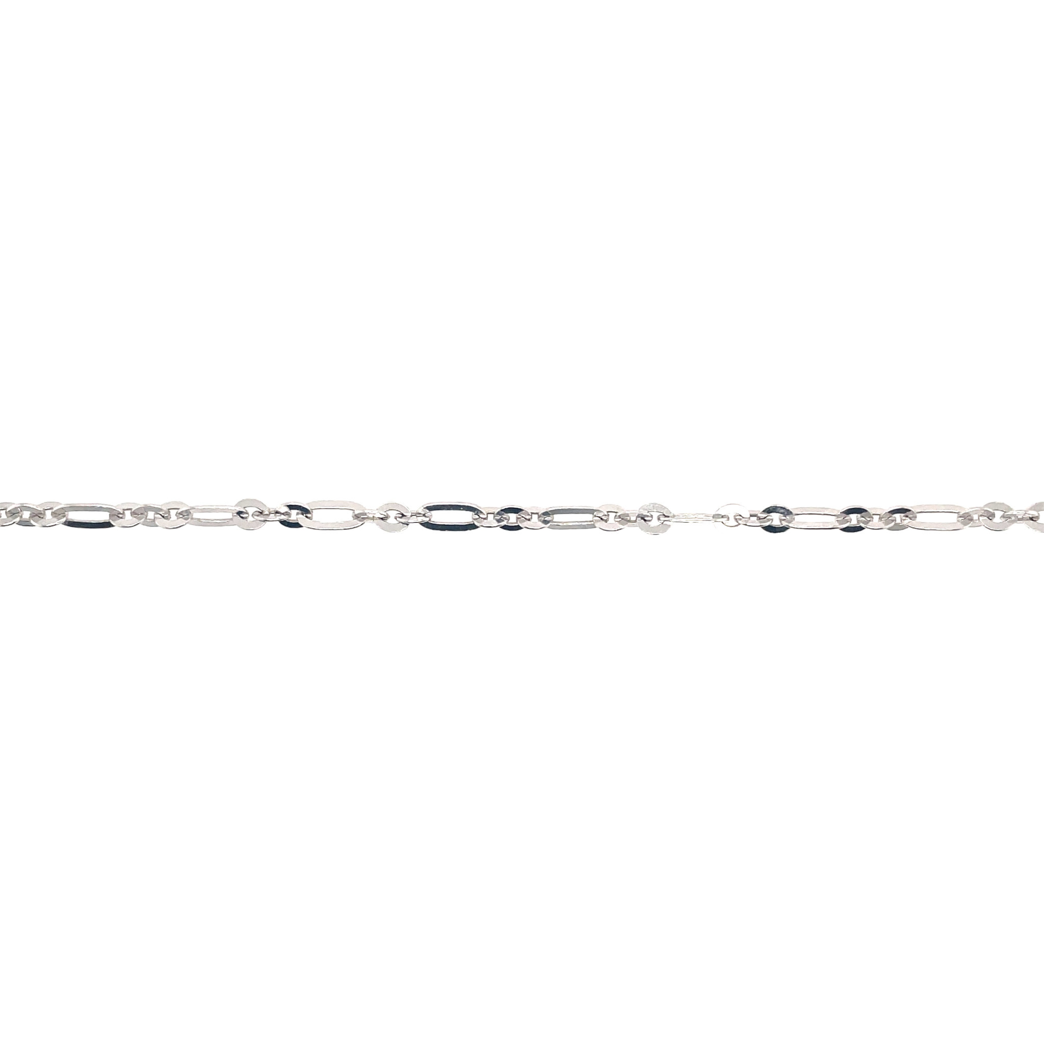 50184 14K WHITE GOLD 16" FLAT ROLO AND OVAL LINK CHAIN