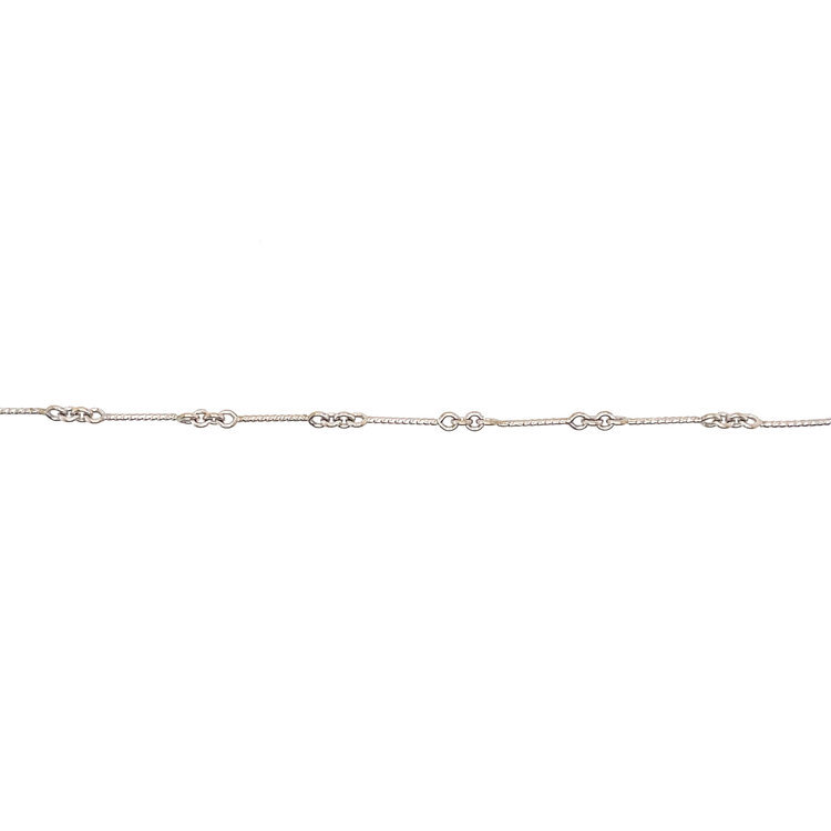 51051 14K WHITE GOLD 16" TWISTED BAR LINK CHAIN