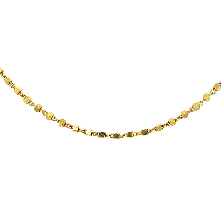 50108 14K YELLOW GOLD 20" BEADED LINK CHAIN