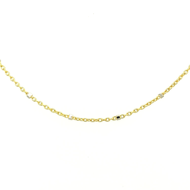 50949 14K YELLOW GOLD 18" BEADED MIRROR LINK CHAIN
