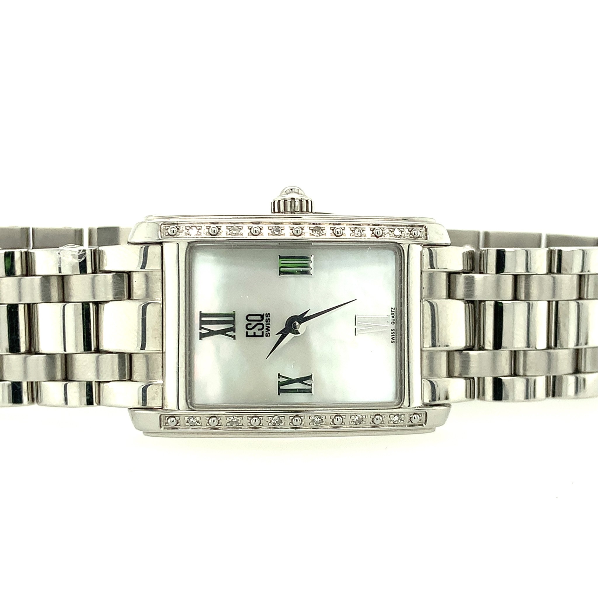 775924625133 SQUARE WHITE DAIL WITH GENIUE DIAMONDS LADIES WATCH