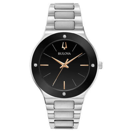 BULOVA FRANK SINATRA SQUARE BLACK DAIL WITH GREY LEATHER BAND