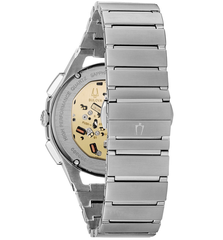 BULOVA CURVED CHRONOGRAPH BLUE FACE MENS WATCH