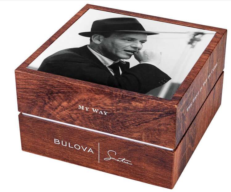 Bulova BULOVA FRANK SINATRA SQUARE GOLD AND CHOCOLATE FACE WITH BROWN BUTTERFLY LEATHER BAND AUTOMATIC WATCH