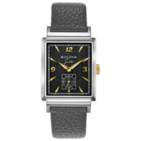 Bulova BULOVA FRANK SINATRA SQUARE  BLACK DAIL WITH GREY LEATHER BAND WATCH
