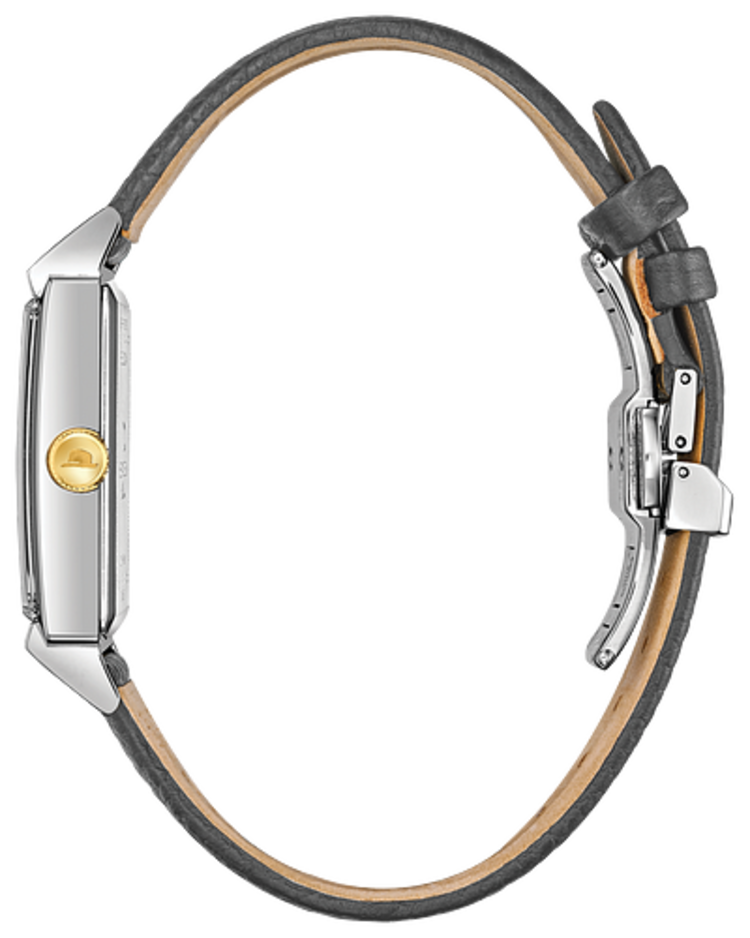 Bulova BULOVA FRANK SINATRA SQUARE  BLACK DAIL WITH GREY LEATHER BAND WATCH