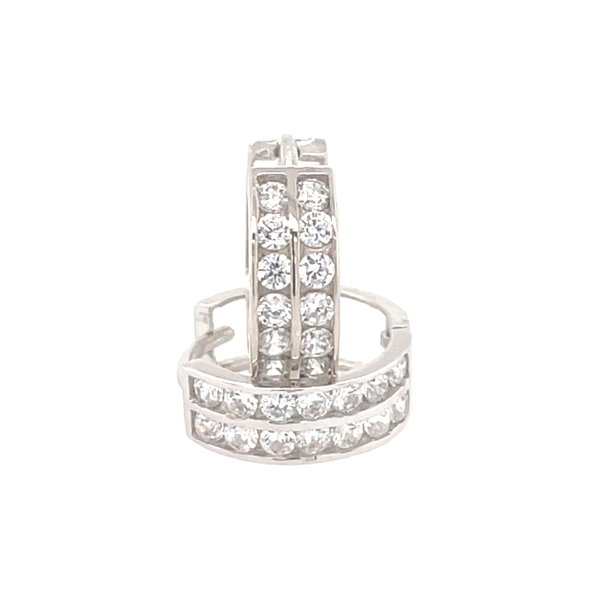31375 14K WHITE GOLD DOUBLE CHANNEL SET CUBIC ZIRCONIA HUGGIES