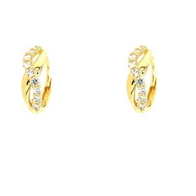30264 14K YELLOW GOLD CUBIC ZIRCONIA WAVY INFINITY HUGGIES