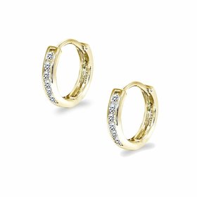 30150 14K YELLOW GOLD CHANNEL SET CUBIC ZIRCONIA HUGGIES (6 STONES)