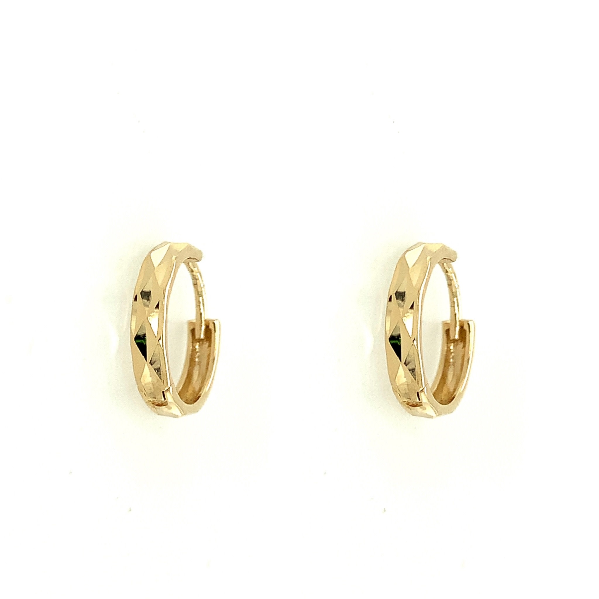 30254 14K YELLOW GOLD DIAMOND CUT HUGGIES