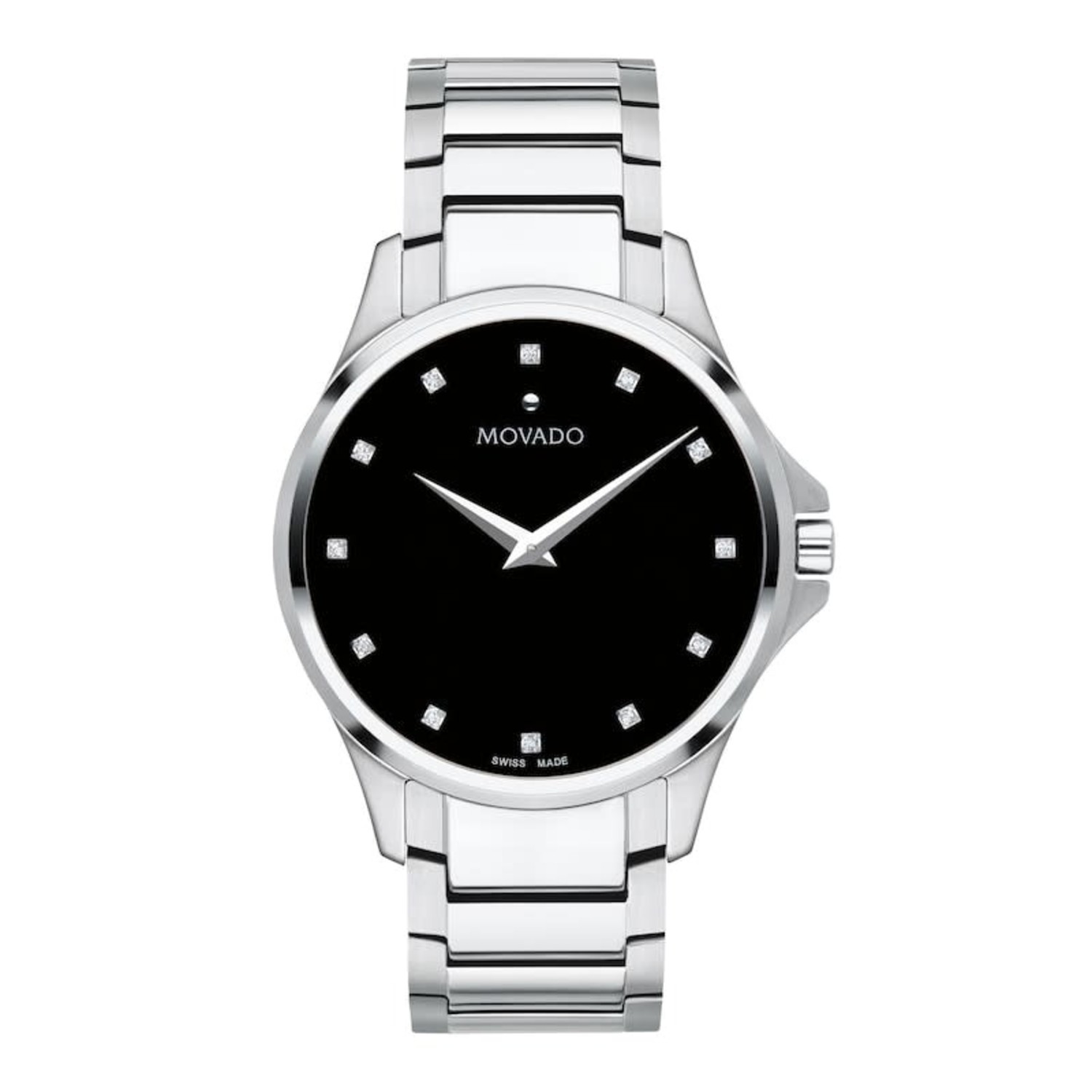 MOVADO クォーツ 腕時計 ブラック ミラー MOVADO QUARTZ DIAMOND BLACK DIAL WRIST WATCH - Gemelli Jewelers