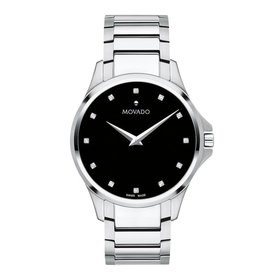 MOVADO QUARTZ DIAMOND BLACK DIAL WRIST WATCH