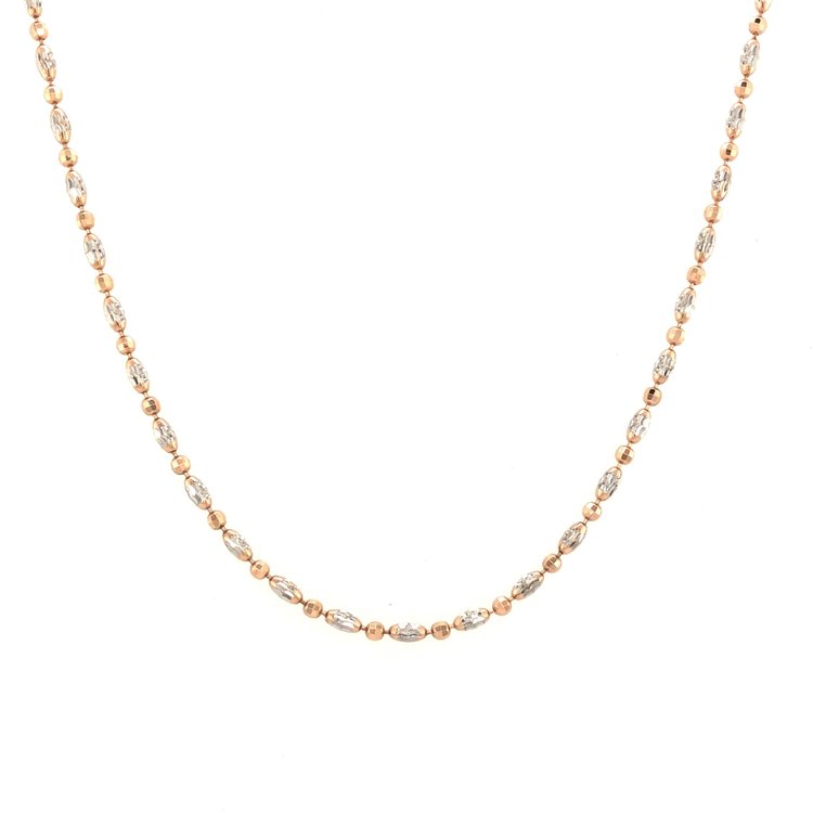 Officina Bernardi OFFICINA BERNARDI 18" + EXT ROSE AND WHITE DIAMKND CUT BEAD NECKPIECES