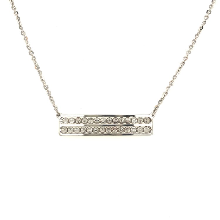 Officina Bernardi 849513039233  OFFICINA BERNARDI  DOUBLE ROW MOON CUT BEADED BAR NECKPIECE 16’’