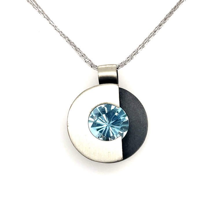 FREDERIC DUCLOS BLUE STONE ROUND 3 STRANDS NECKLACE