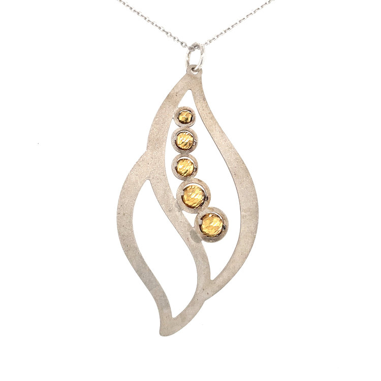 FREDERIC DUCLOS 2 TONE GOLD BEAD LEAF NECKLACE