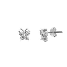 D-5677-1 Sterling Silver CZ Butterfly Stud Earrings