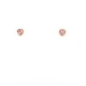 31823 14K YELLOW GOLD CUBIC ZIRCONIA HEART BEZEL SET SCREW BACK STUDS