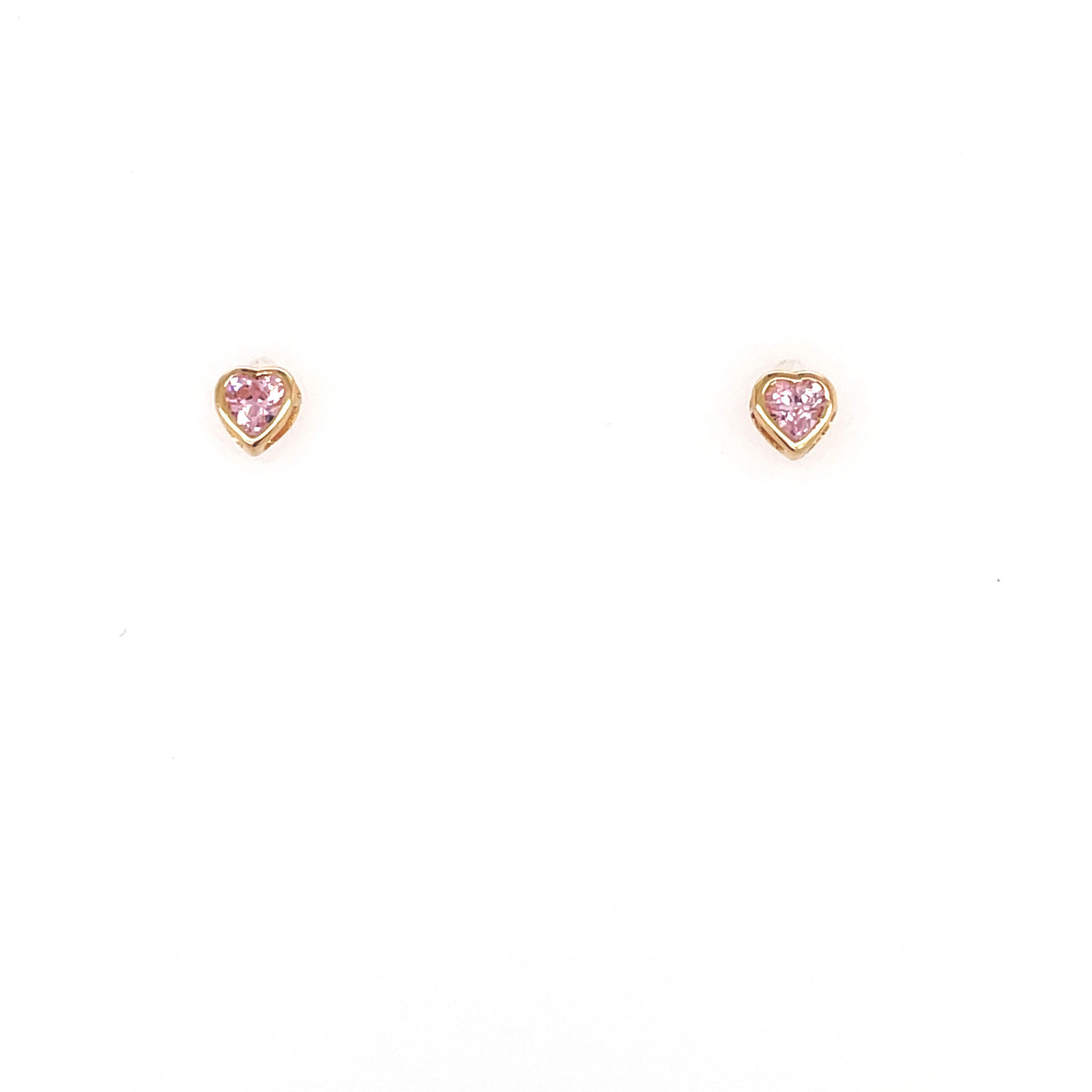 31823 14K YELLOW GOLD CUBIC ZIRCONIA HEART BEZEL SET SCREW BACK STUDS