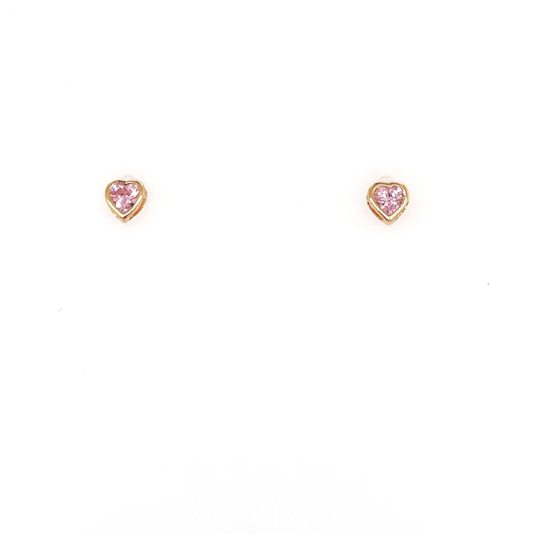 31823 14K YELLOW GOLD CUBIC ZIRCONIA HEART BEZEL SET SCREW BACK STUDS